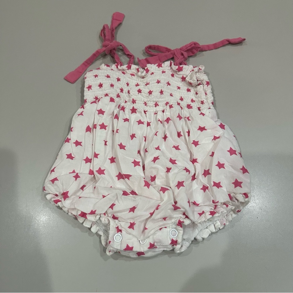 Mockingbird One Piece Romper Pink & White Stars Size 24 Months.